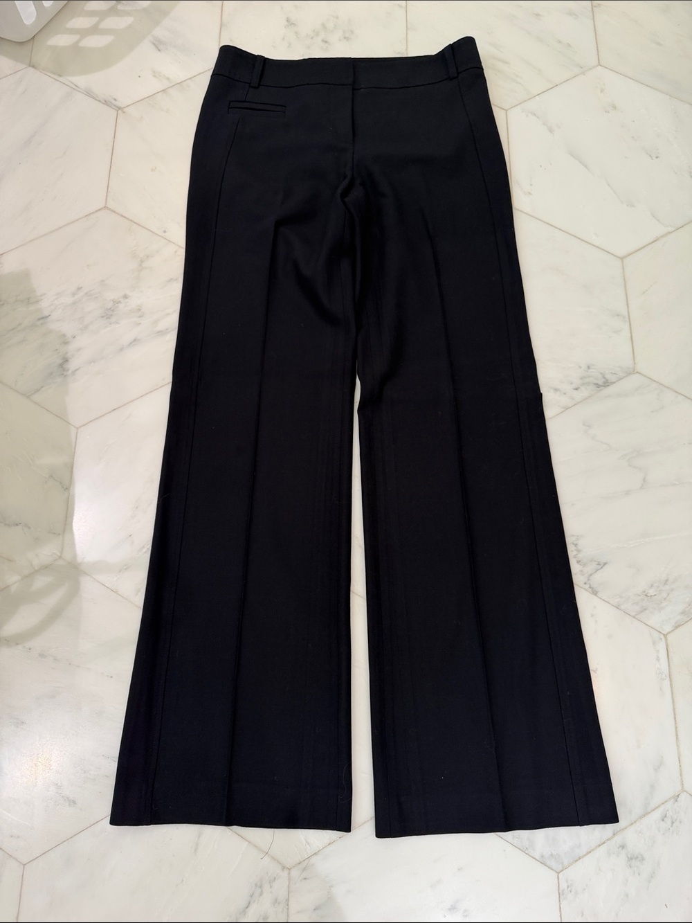 Women's Navy Wide-Leg Creased Trousers
